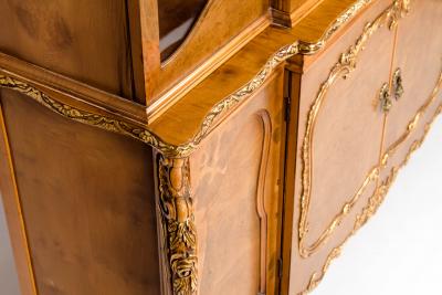 20th Century Two Parts Burlwood Hutch or China Cabinet