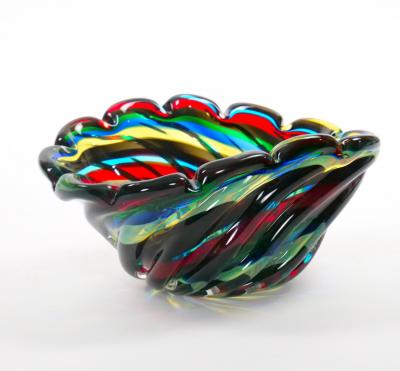 20th Century Venetian Multicolored Glass Decorative Centerpiece Bowl