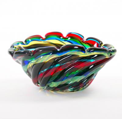 20th Century Venetian Multicolored Glass Decorative Centerpiece Bowl