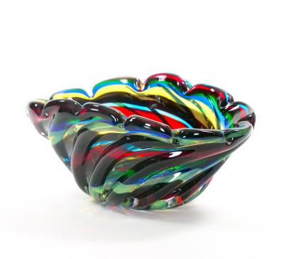 20th Century Venetian Multicolored Glass Decorative Centerpiece Bowl