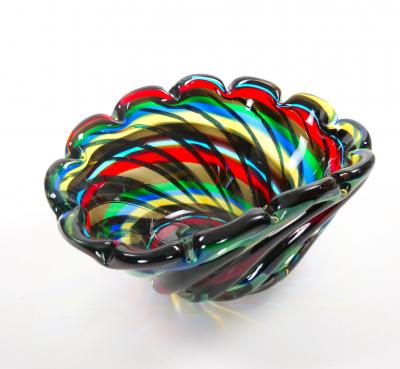 20th Century Venetian Multicolored Glass Decorative Centerpiece Bowl