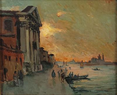 20th Century Venetian Oil Painting of Grand Canal circa 1960