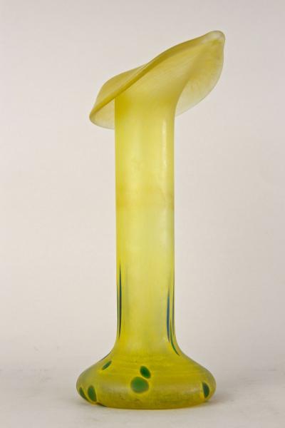 20th Century Yellow Art Nouveau Vase Bohemian Glass CZ ca 1910