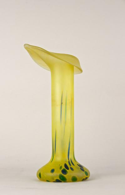 20th Century Yellow Art Nouveau Vase Bohemian Glass CZ ca 1910