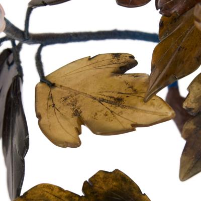 20th century Chinese hardstone flowering tree in a cloisonn planter