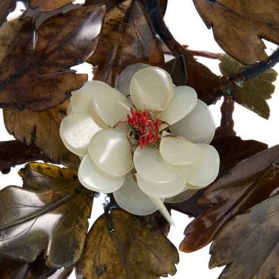 20th century Chinese hardstone flowering tree in a cloisonn planter