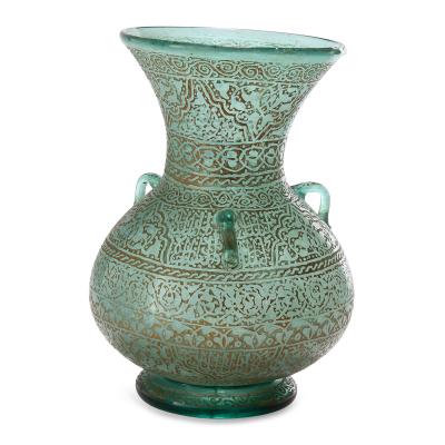 20th century Mamluk style gilded glass mosque lamp