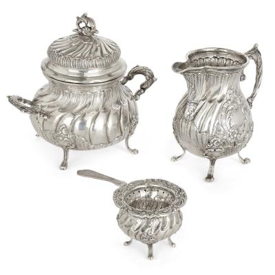 20th century Spanish silver Rococo style tea and coffee service