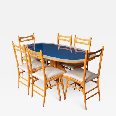 20thC Italian Beech Table Set Of Six Chairs c 1950