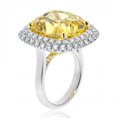 21 carat Cushion Cut Diamond Fancy Yellow GIA 21 Carat