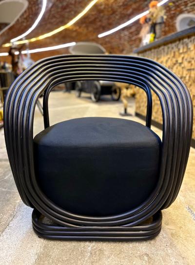 21st Century Black Contemporary Rattan Armchair Lounge Chair IDN 2025