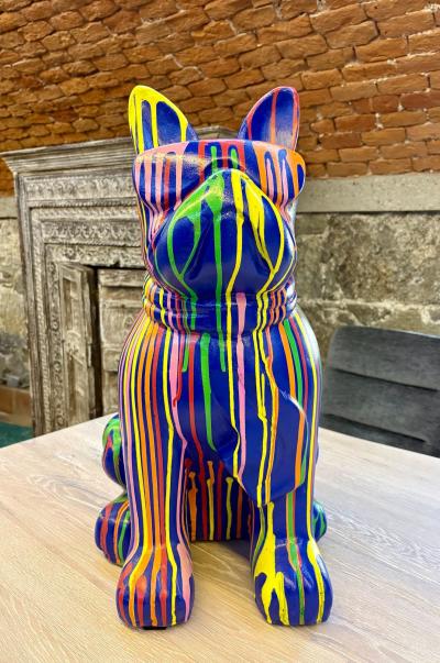 21st Century Contemporary Bulldog Sculpture Pop Art Style Handpainted 2026