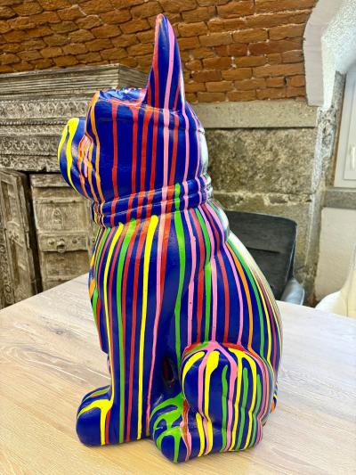 21st Century Contemporary Bulldog Sculpture Pop Art Style Handpainted 2026