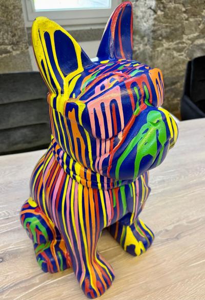 21st Century Contemporary Bulldog Sculpture Pop Art Style Handpainted 2026