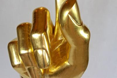 21st Century Contemporary Gigantic Hand Sculpture Goldleaf Plated AT 2021