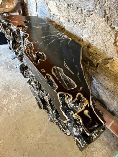 21st Century Modern Organic Teak Root Console Table Handpainted IDN 2023