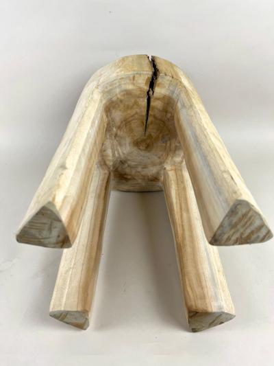 21st Century Rustic Teak Wood Stool Side Table Handcarved Modern Organic