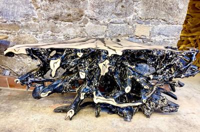 21st Century Teak Root Console Table Modern Organic Handpainted IDN 2025