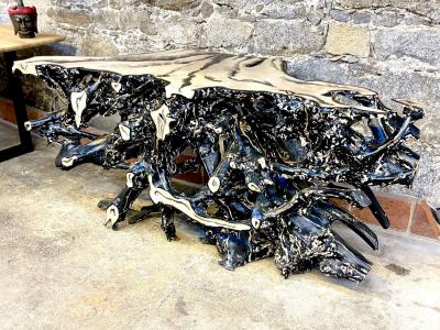 21st Century Teak Root Console Table Modern Organic Handpainted IDN 2025