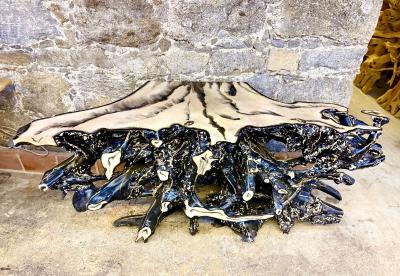 21st Century Teak Root Console Table Modern Organic Handpainted IDN 2025