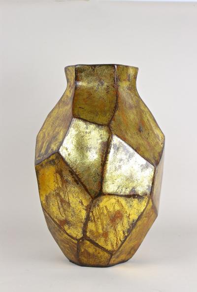 21th Century Contemporary Modern Golden Ceramic Vase Italy