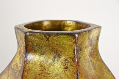 21th Century Contemporary Modern Golden Ceramic Vase Italy