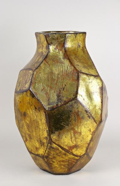 21th Century Contemporary Modern Golden Ceramic Vase Italy