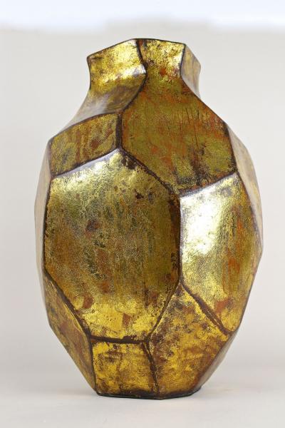 21th Century Contemporary Modern Golden Ceramic Vase Italy