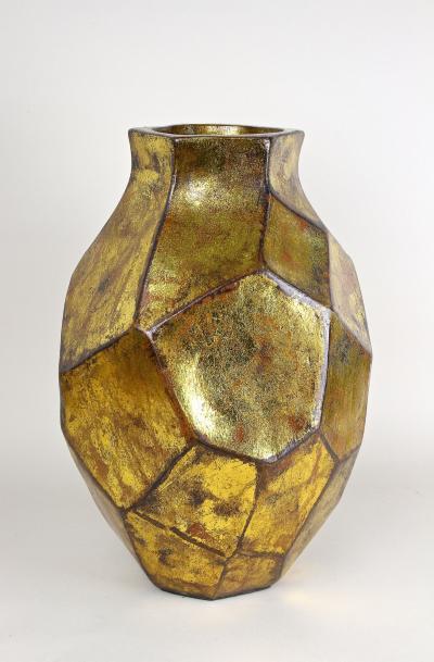 21th Century Contemporary Modern Golden Ceramic Vase Italy