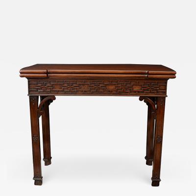 2251 18th Century Chinese Chippendale Fold Over Card Table