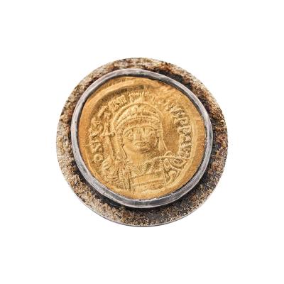 22K Gold Antique Byzantine Empire JUSTINIAN I Coin Bezel Ring