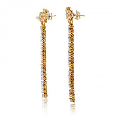 22K Yellow Gold 3 50cttw Diamond Drop Bird Tops Earrings