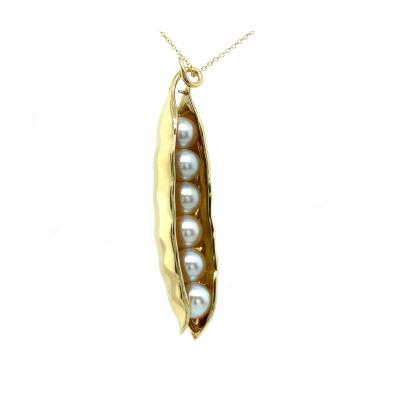 22K Yellow Solid Gold Pearl Edamame Pearl Pendant