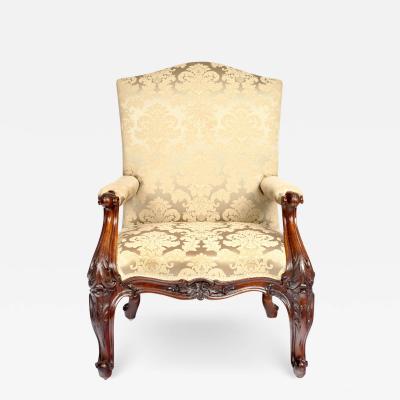 2410 Pair Of Carved Mahogany Armchairs