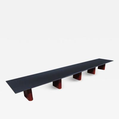24FT Modern Granite And Mahogany Conference Table