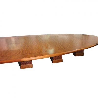 24ft Mid Century Large Burled Conference Table