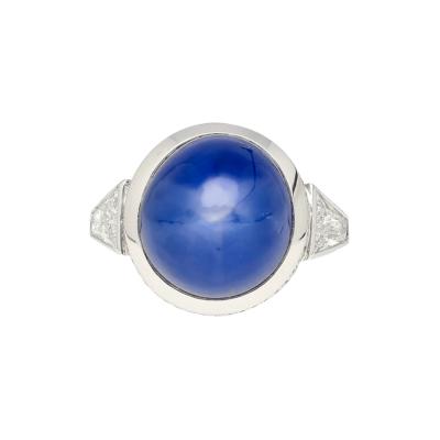 25 Carat GRS Certified No Heat Cabochon Cut Blue Star Sapphire Ring