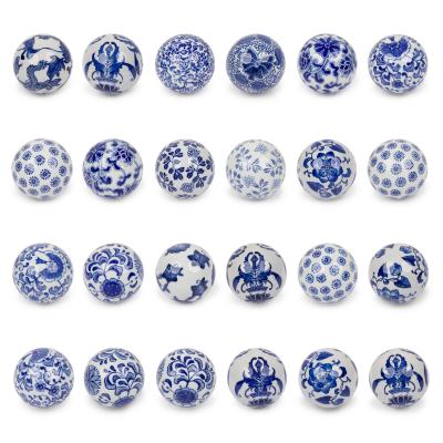 25 Vintage Chinese Style Blue and White Ceramic Decorative Balls