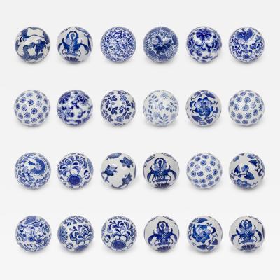 25 Vintage Chinese Style Blue and White Ceramic Decorative Balls