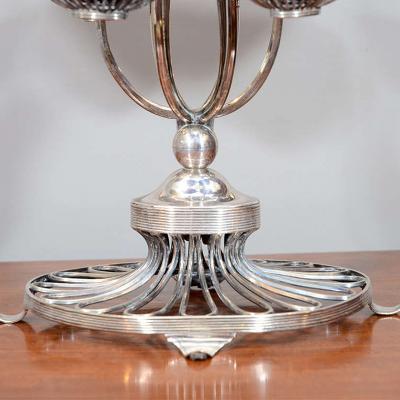 2651 Sheffield Silver Plate Wire and Bristol Glass Epergne Centerpiece
