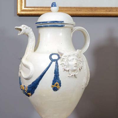 2652 Pair of 18th Century English Georgian Creamware Ewers