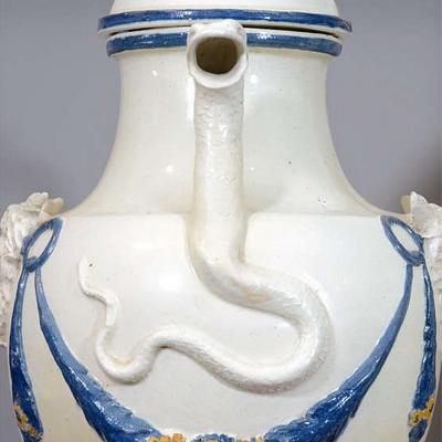 2652 Pair of 18th Century English Georgian Creamware Ewers