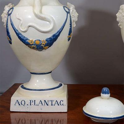 2652 Pair of 18th Century English Georgian Creamware Ewers