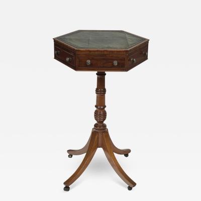 2873 Hexagonal Occasional Table with a Green Leather Top
