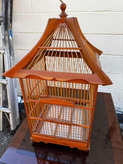 29 Malaysian Export Style Wood Hanging Birdcage