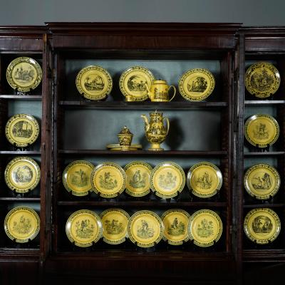 2943 Set of Twenty Eight Pieces of 19th C Yellow Creil and Montereau Tableware