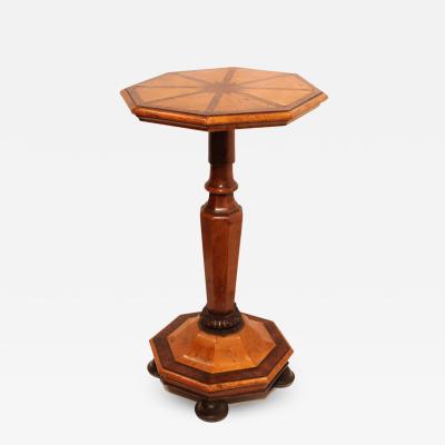 2955 Octagonal Side Table Inlaid with Yew Wood and Burl Maple