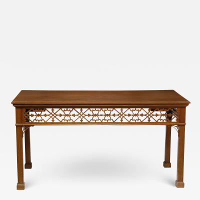 2971 English Gothic Revival Console Serving Table with Fretwork Frieze
