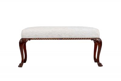 2982 George III Carved Walnut Stool with Upholstered Seat