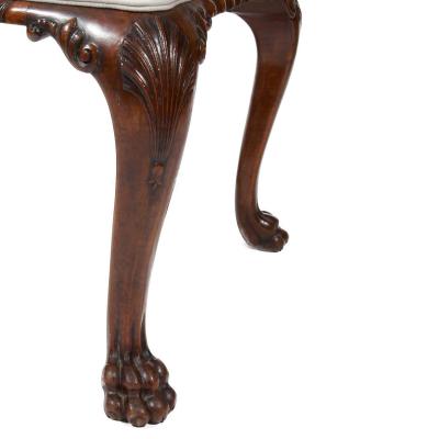 2982 George III Carved Walnut Stool with Upholstered Seat